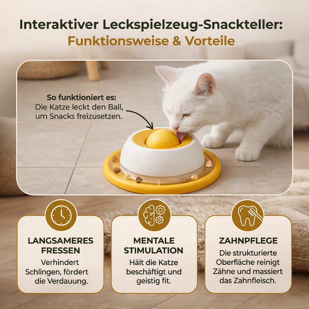 Interaktiver Snack - Leckteller für Katzen und Hunde